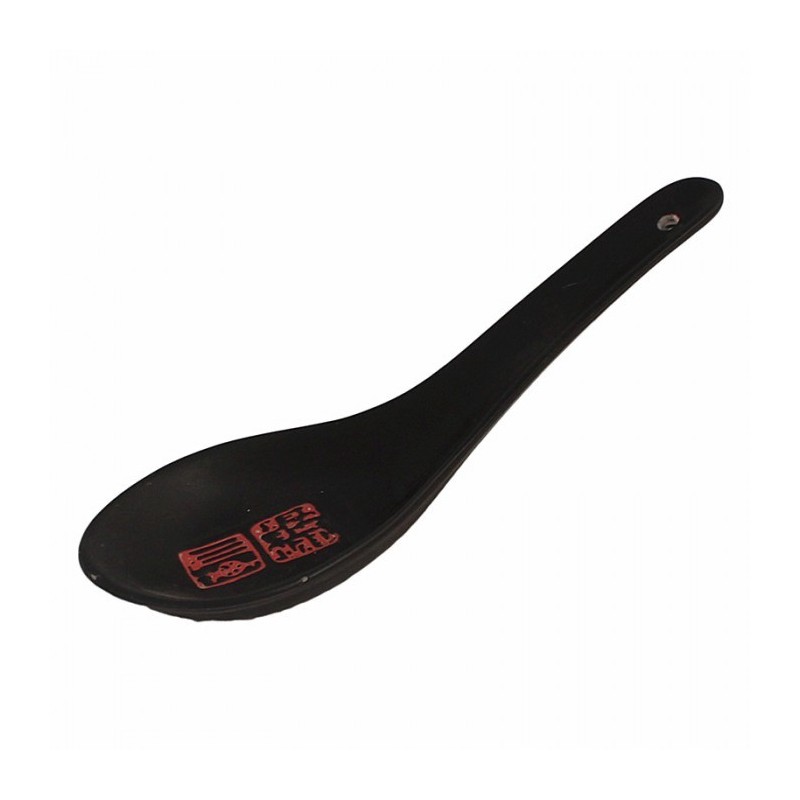 CUILLÈRE NOIRE AVEC CALLIGRAPHIE ROUGE