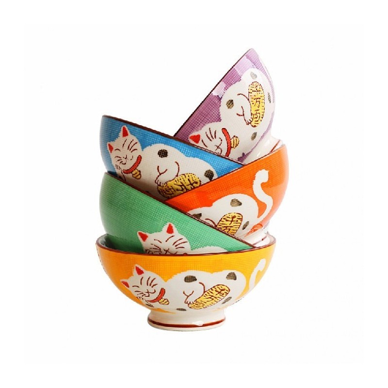 Coffret de 5 bols chat Maneki