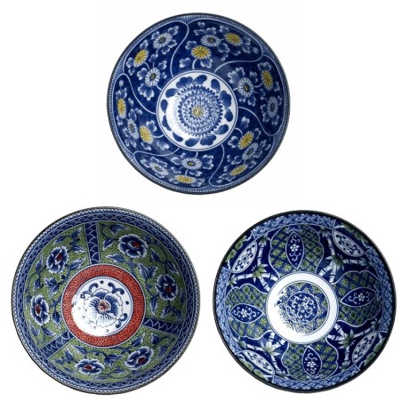 Coffret 3 bols bleus Japonais 18cm