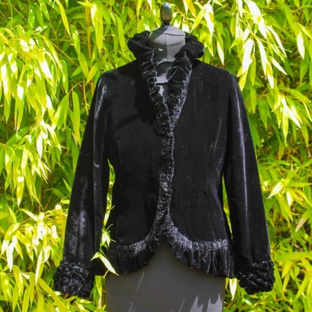  Ensemble tunique et pantalon noir et or motif floral