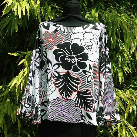 Tunique large motifs fleurs style hawaii 