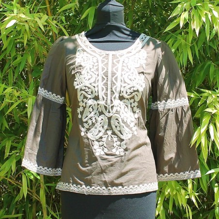 Tunique marron brodée 