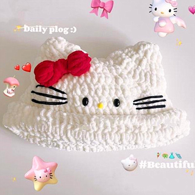 Kit de laine pour bonnet \"hello kitty\"