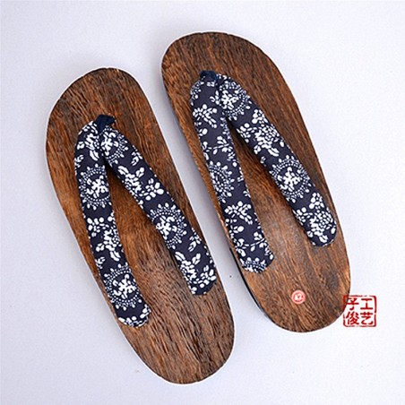 Geta Japonaises bleue/fleur blanche-44