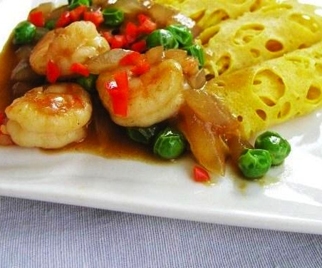 CRÊPE FILET AU CREVETTES ET CURRY