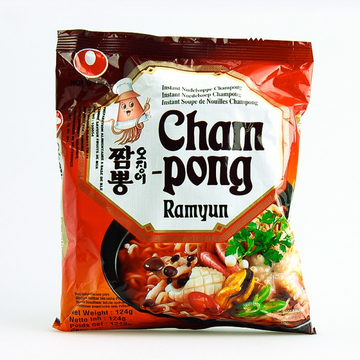 Carton de 20 Soupe de nouilles Saveur fruits de mer aux épices et kimchi (Cham Pong ramyum) 124g