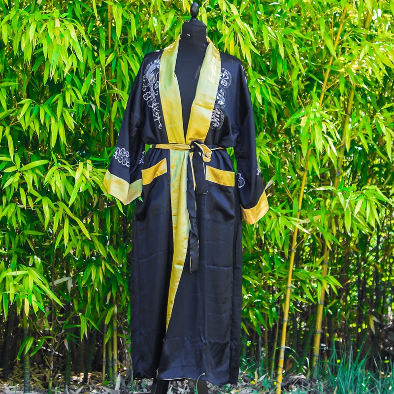 Kimono réversible motif dragon couleurs noir ou or 