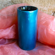 Vase laqué et nacré vietnamien bleu - 20 cm