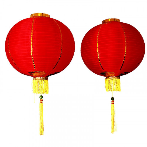 Paire de lanternes rouges rondes 25cm