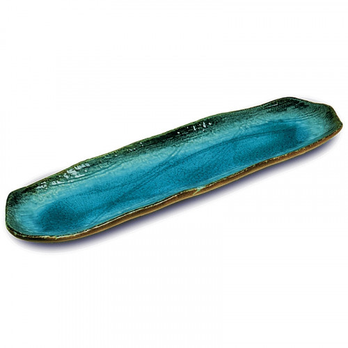 Plateau (assiette) turquoise pour sushi 33,5 x 10 cm